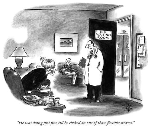 "He was doing just fine till he choked on one of those flexible straws."