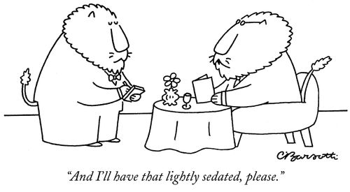 "And I'll have that lightly sedated, please."