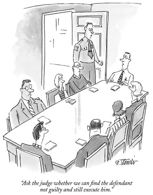 "Ask the judge whether we can find the defendant not guilty and still execute him."