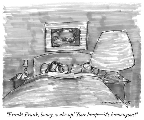 "Frank! Frank, honey, wake up! Your lamp—it's humongous!"