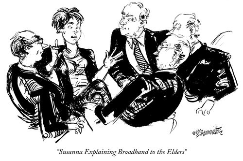 "Susanna Explaining Broadband to the Elders."