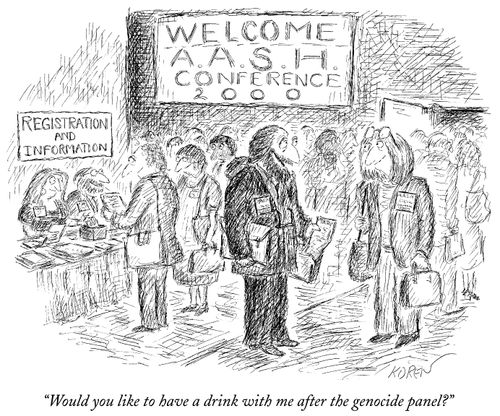 "Would you like to have a drink with me after the genocide panel?"