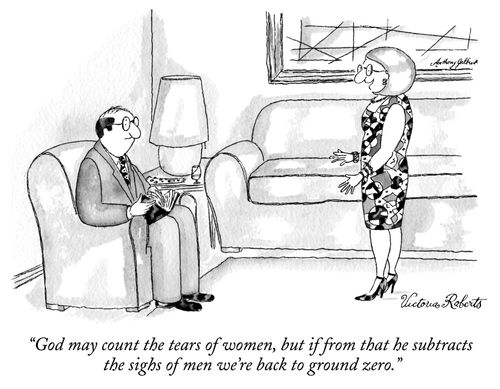 "God may count the tears of women, but if from that he subtracts the signs of men we're back to ground zero."