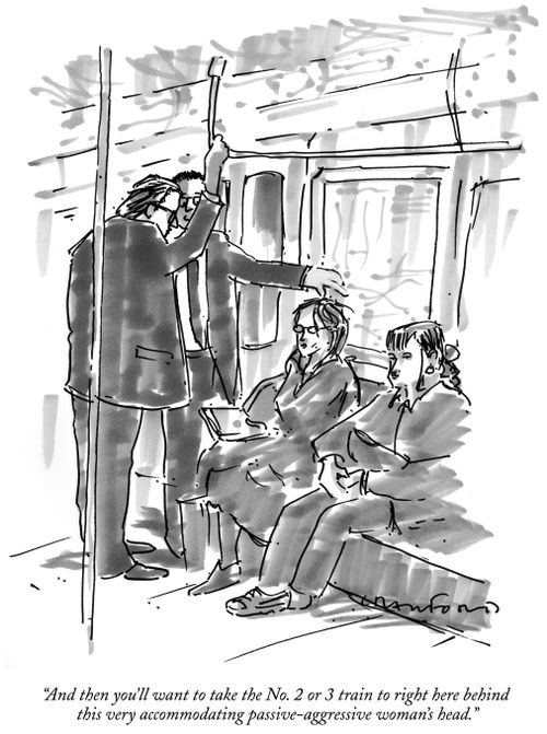 "And then you'll want to take the No. 2 or 3 train to right here behind this very accommodating passive-aggressive woman's head."