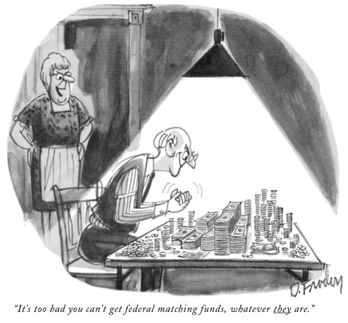 "It's too bad you can't get federal matching funds, whatever they are."