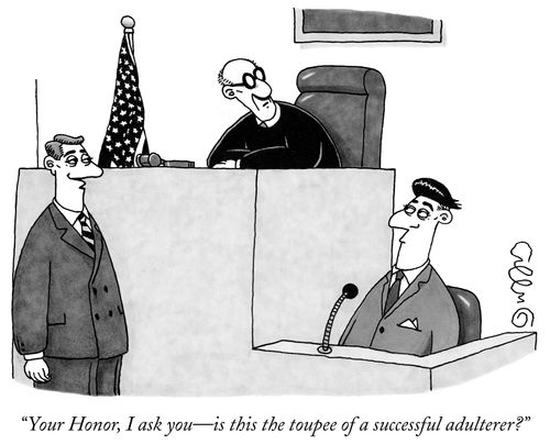 "Your Honor, I ask you – is this the toupee of a successful adulterer?"