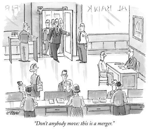 "Don't anybody move: this is a merger."