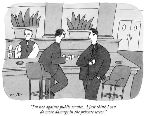 "I'm not against public service. I just think I can do more damage in the private sector."