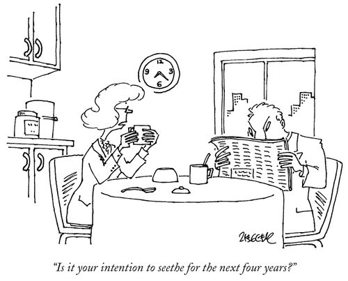 "Is it your intention to seethe for the next four years?"
