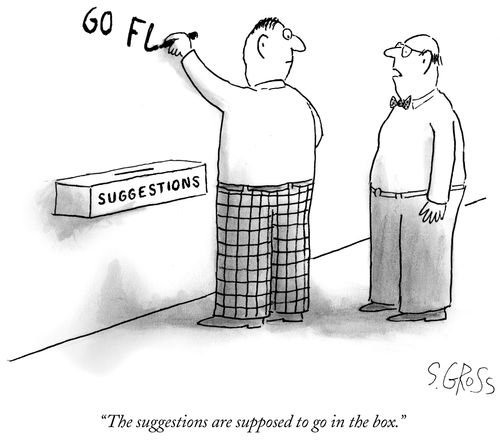 "The suggestions are supposed to go in the box."