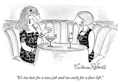 "It's too late for a nose job and too early for a face-lift."