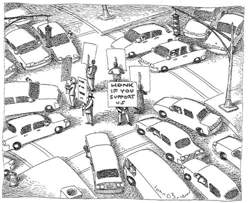 "Honk if you support us."