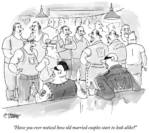 "Have you ever noticed how old married couples start to look alike?"