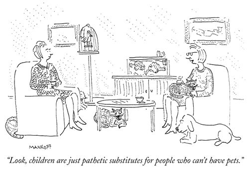"Look, children are just pathetic substitutes for people who can't have pets."