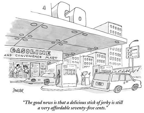 "The good news is that a delicious stick of jerky is still a very affordable seventy-five cents."