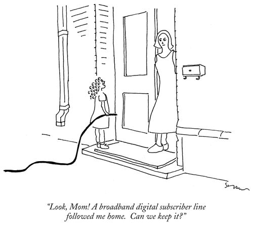 "Look, Mom! A broadband digital subscriber line followed me home. Can we keep it?"