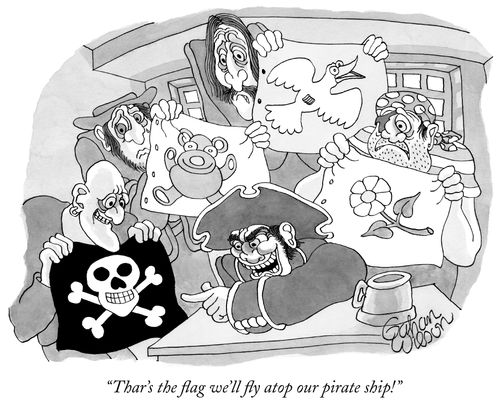 "That's the flag we'll fly atop our pirate ship!"