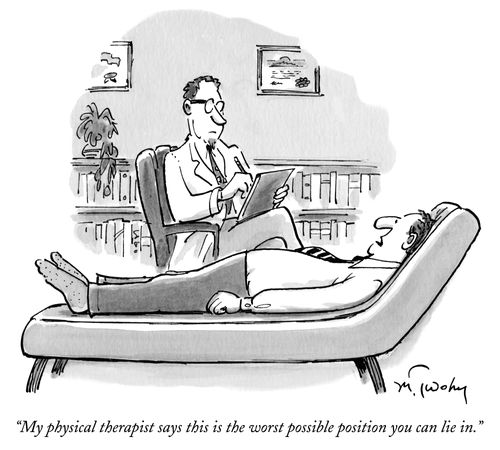 "My physical therapist says this is the worst possible position you can lie in."