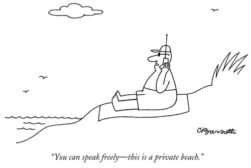 "You can speak freely- this is a private beach."