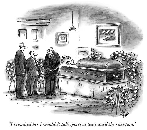 "I promised her I wouldn't talk sports at least until the reception."