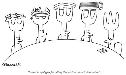 "I want to apologise for calling this meeting on such short notice." 