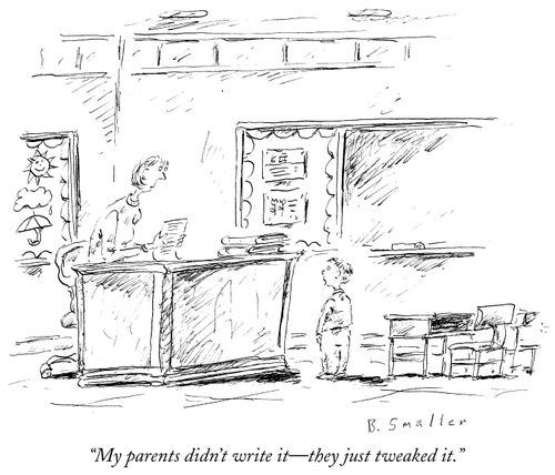 "My parents didn't write it--they just tweaked it."