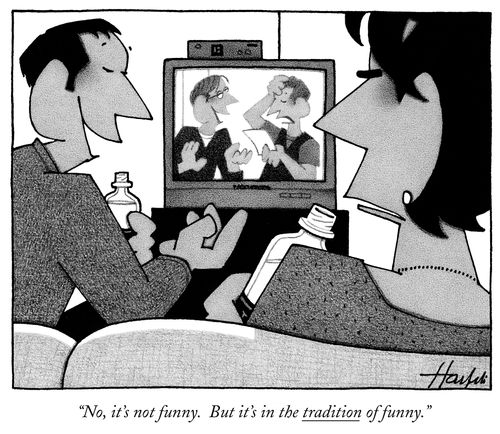 "No, it's not funny. But it's in the tradition of funny."