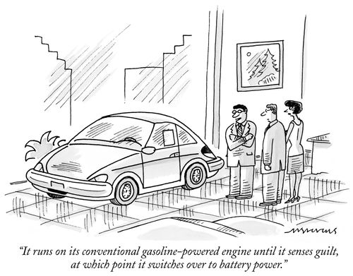 "It runs on its conventional gasoline-powered engine until it sense guilt."