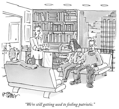 "We're still getting used to feeling patriotic."