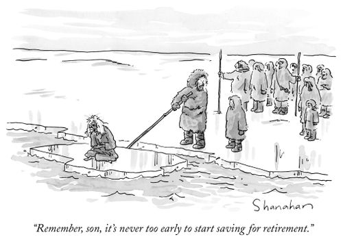"Remember, son, it's never too early to start saving for retirement."