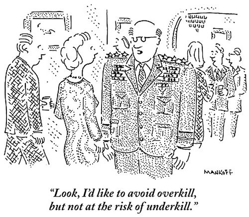 "Look, I'd like to avoid overkill, but not at the risk of underkill."