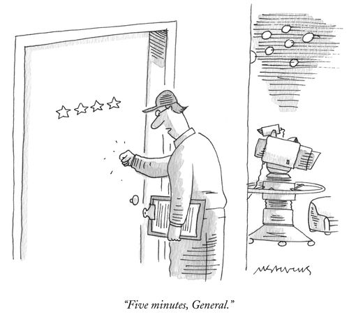 "Five minutes, General."
