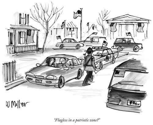 "Flagless in a patriotic Zone?"