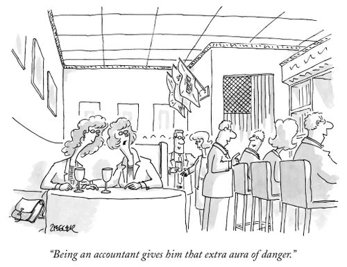 "Being an accountant gives him that extra aura of danger."