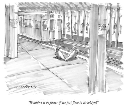 "Wouldn't it be faster if we just flew to Brooklyn?"