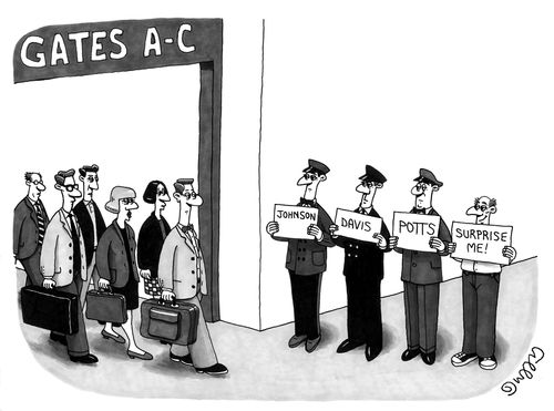 Gates A-C: Johnson, Davis, Potts, surprise me!