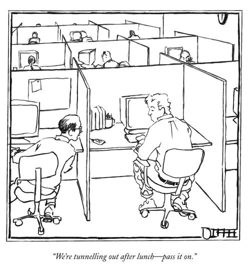 "We're tunnelling out after lunch – pass it on."
