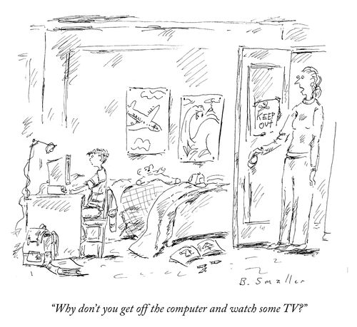 "Why don't you get off the computer and watch some TV?"