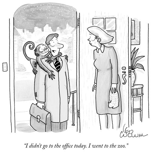 "I didn't go to the office today. I went to the zoo."