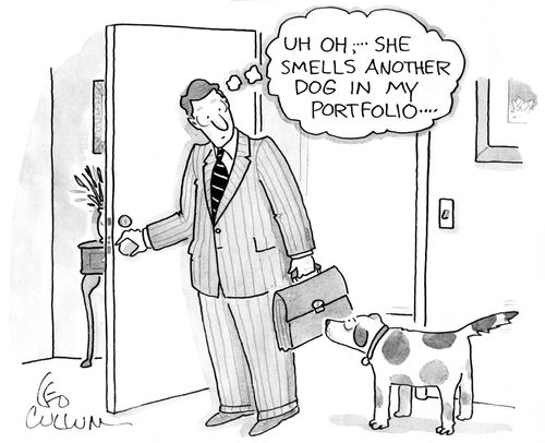 "Uh-oh,...she smells another dog in my portfolio..."