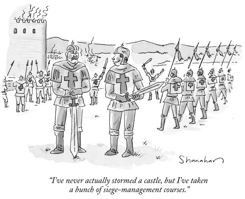 "I'v never actually stormed a castle, but I've taken a bunch of siege-management courses."