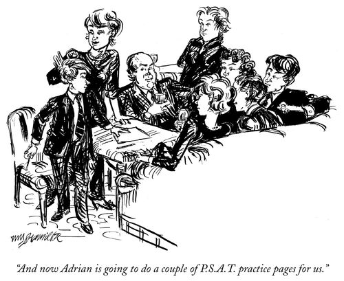 "And now Adrian is going to do a couple of P.S.A.T. practice pages for us."