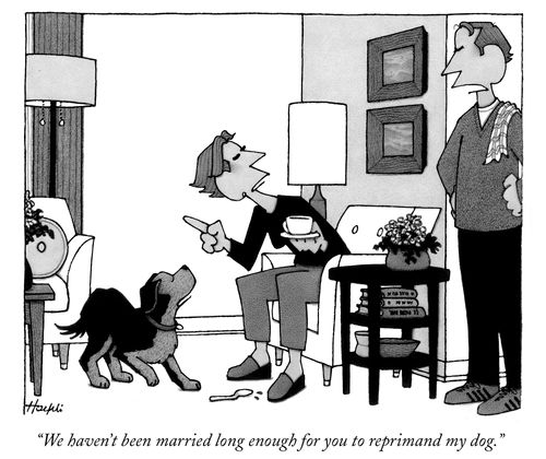"We haven't been married long enough for you to reprimand my dog."