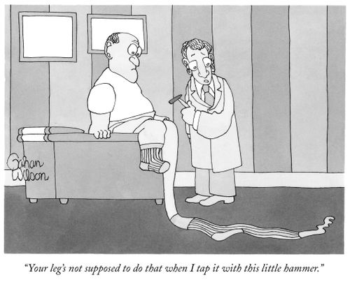 "Your leg's not supposed to do that when I tap it with this little hammer."