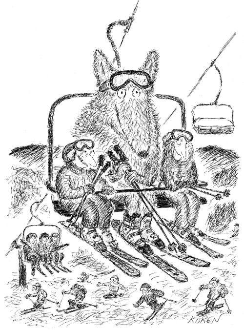 A giant rodent on a ski lift
