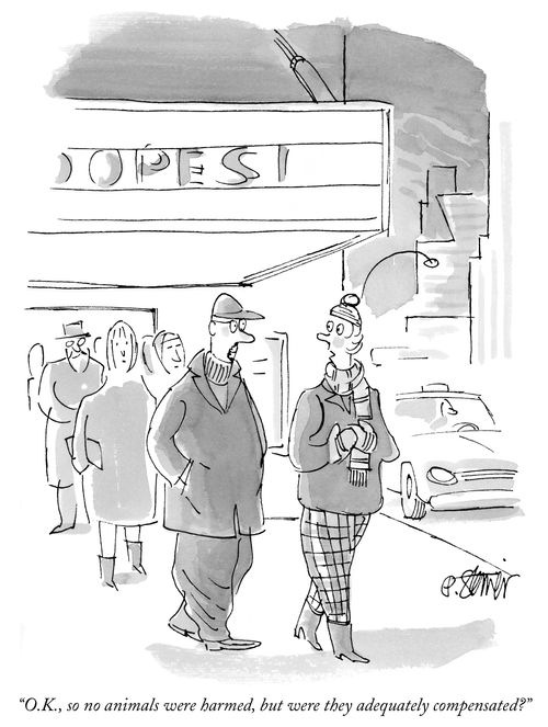 "O.K., so no animals were harmed, but were they adequately compensated?"