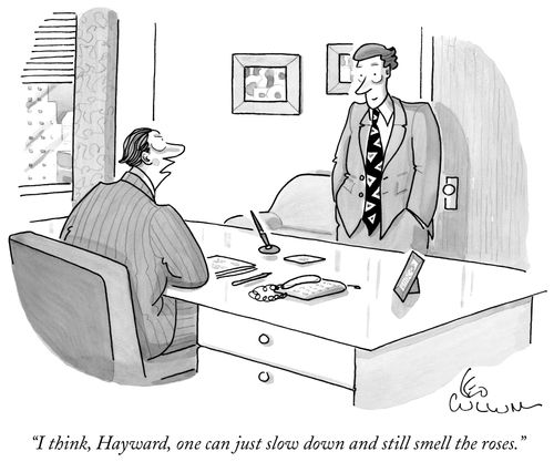 "I think, Hayward, one can just slow down and still smell the roses."