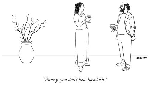 "Funny, you don't look hawkish."