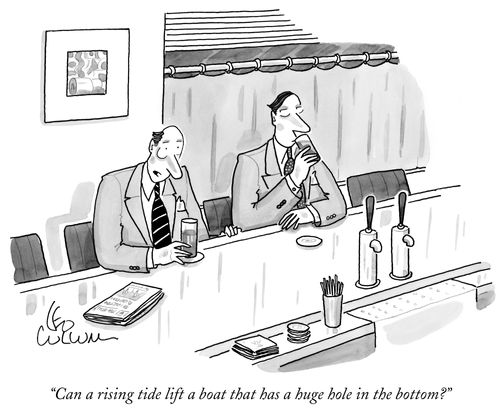 "Can a rising tide list a boat that has a huge hole in the bottom?"