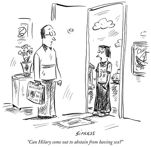 "Can Hilary come out to abstain from having sex?"